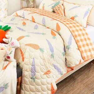 Full Queen Quilt Carrot Ensemble reversable bedspread and std pillow shams 3431